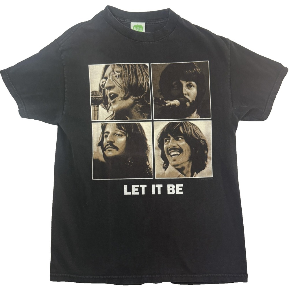90s The Beatles Let It Be TShirt Mens M Black Band Graphic Rock Music Streetwear